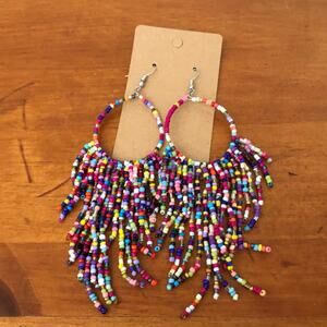 Boho Chic Colorful Fashion Statement Beaded French Wire Closure Dangle Earrings
